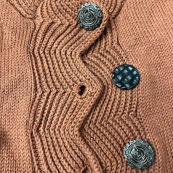 Vintage Pure Handknit Cotton Rust Enlarged Button Cardigan / L/XL - Picture 8 of 9